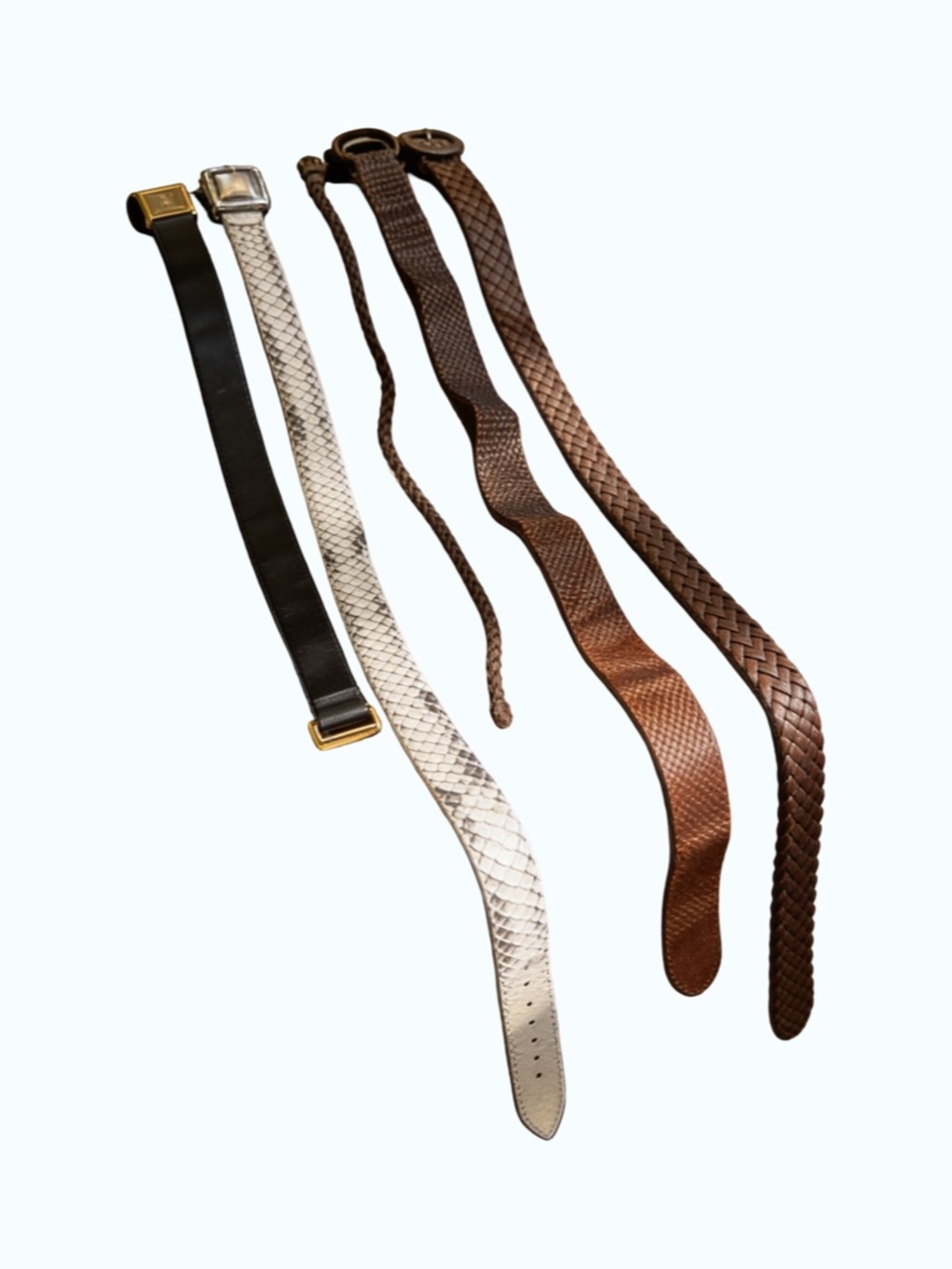 Men's Leather Belts - Brown and Black Braided and Smooth Styles - Picture 16 of 17